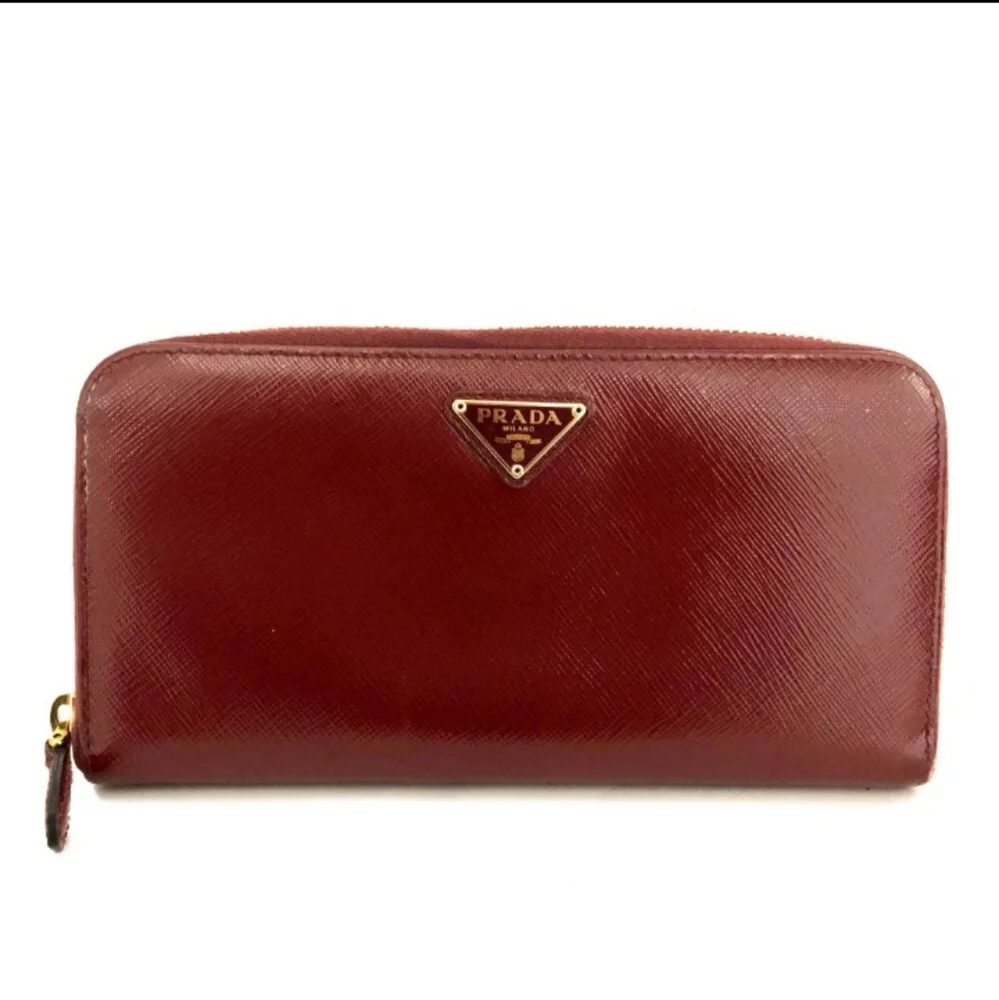 PRADA Red Saffiano Leather Zip Around Wallet - Picture 1 of 8